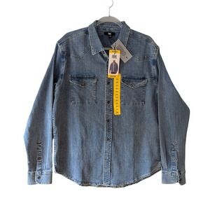 New Frye Men's Western Vintage Denim Button-Down Shirt - Sz Medium